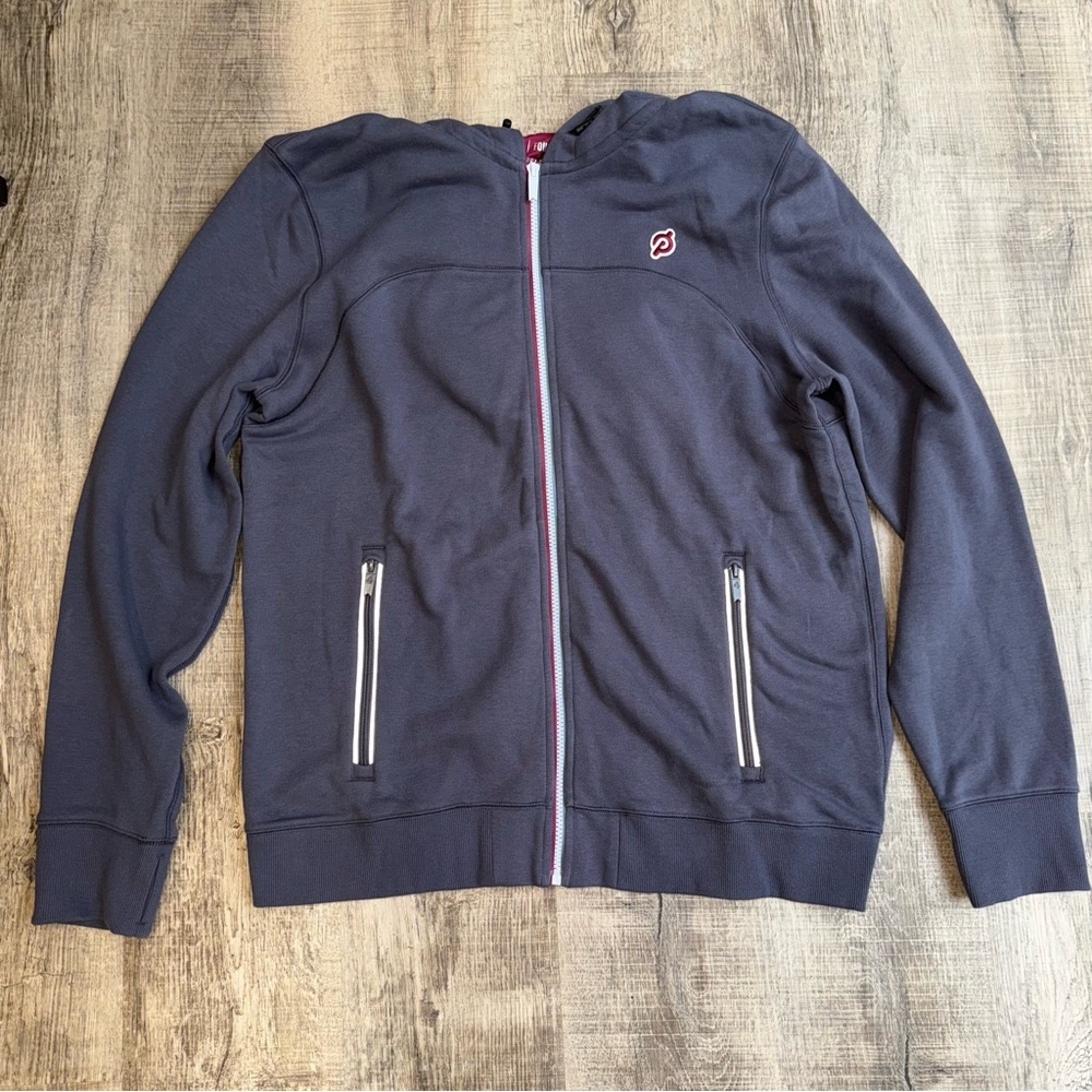 Fourlaps x Peloton Hoodie Sweatshirt Mens Size XL Gray-Blue Full Zip Biking